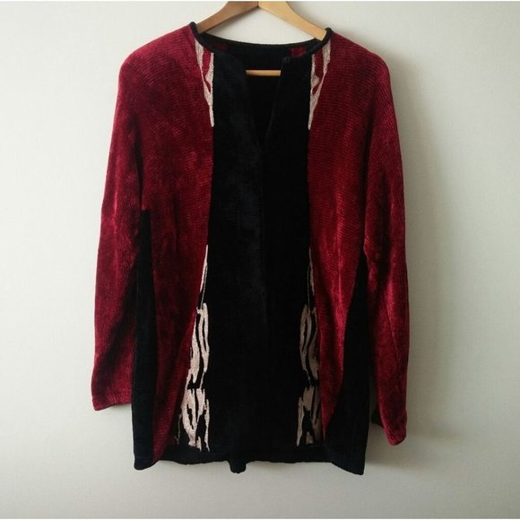 VINTAGE 90's Oversized Wool Chenille Cardigan - Picture 2 of 16